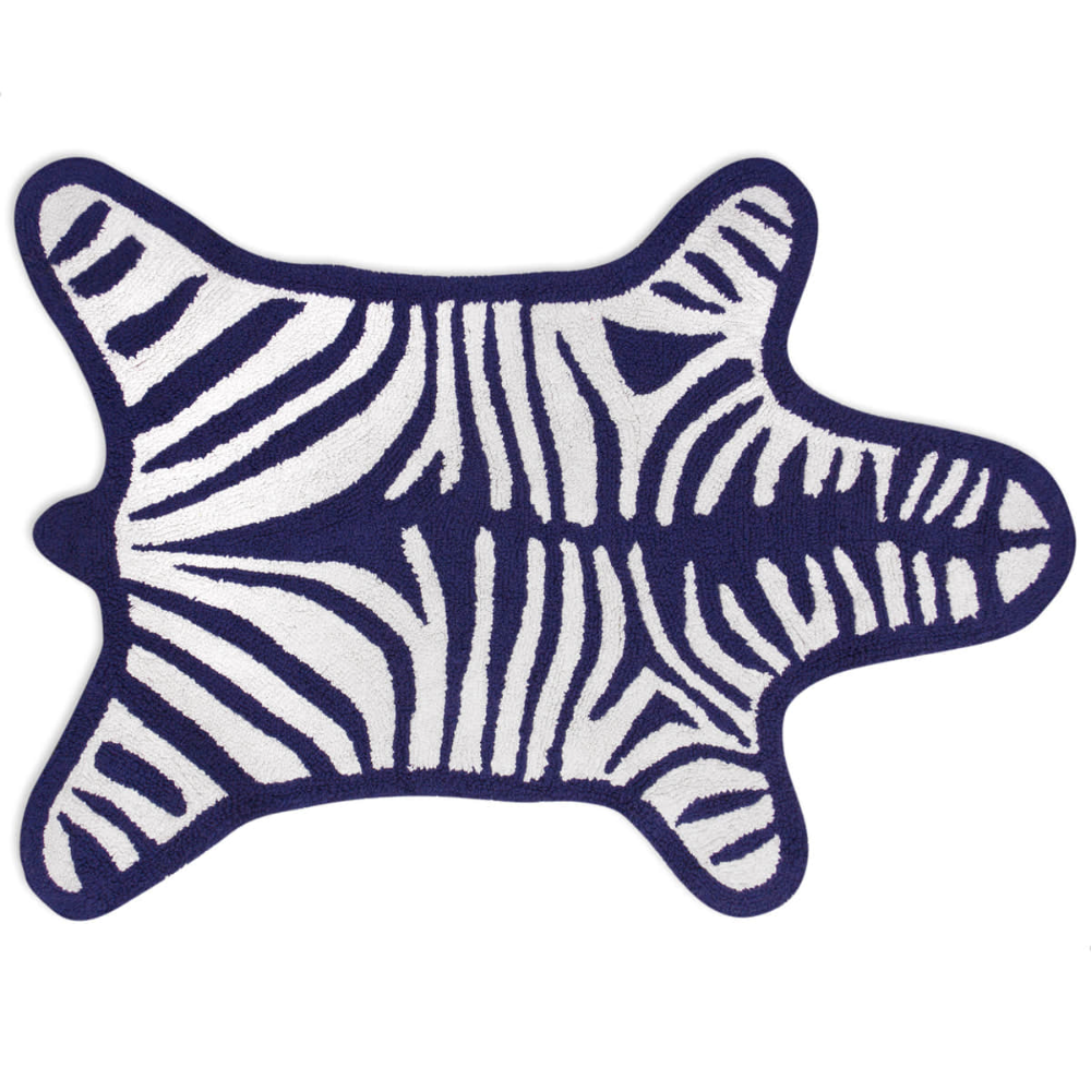 Navy Zebra Bathmat - Reversible (Navy)